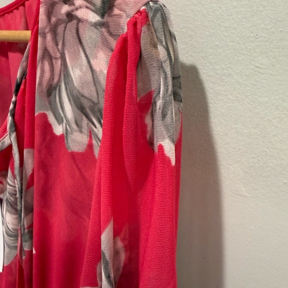 MISA Los Angeles Dariya Pink Floral Sheer Midi Dress NWT Tie Neck Boho Small - Picture 6 of 13